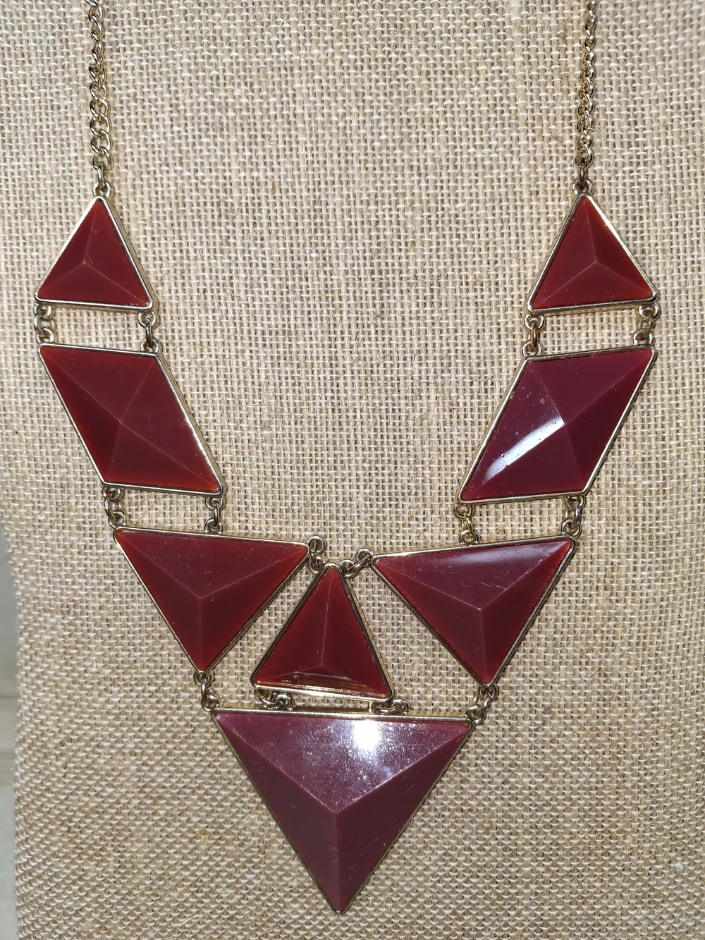 Aldo Deep Red Geometric Statement Necklace